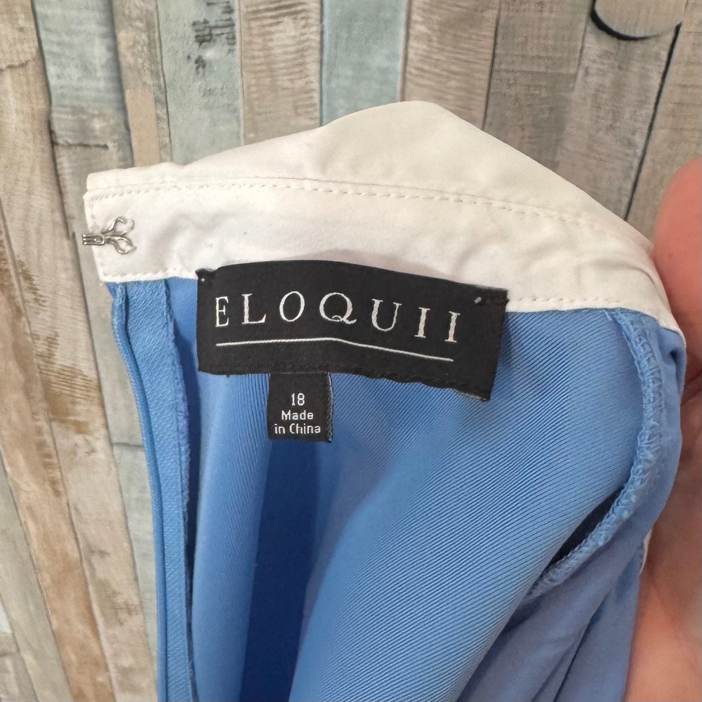 New Eloquii Blue Eyelet Lace Shift Dress Poplin Collar Collared Plus Size 18 NWT - Picture 6 of 11
